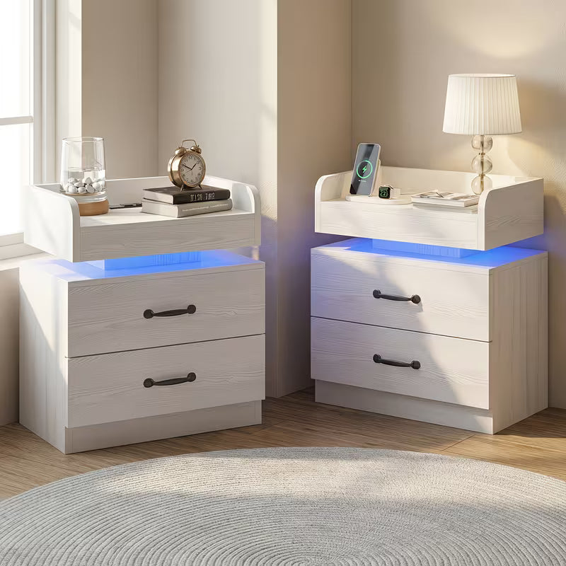 2x LED Nightstands