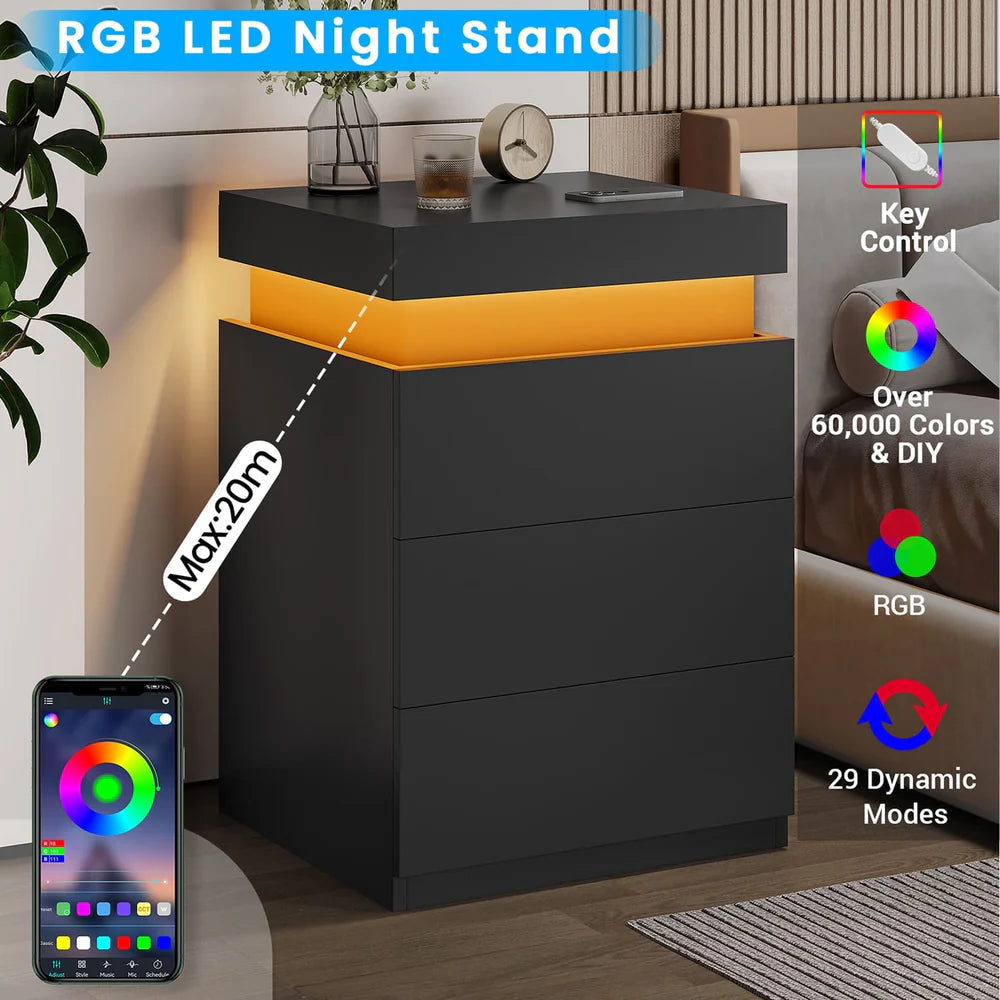 2x LED Nightstands