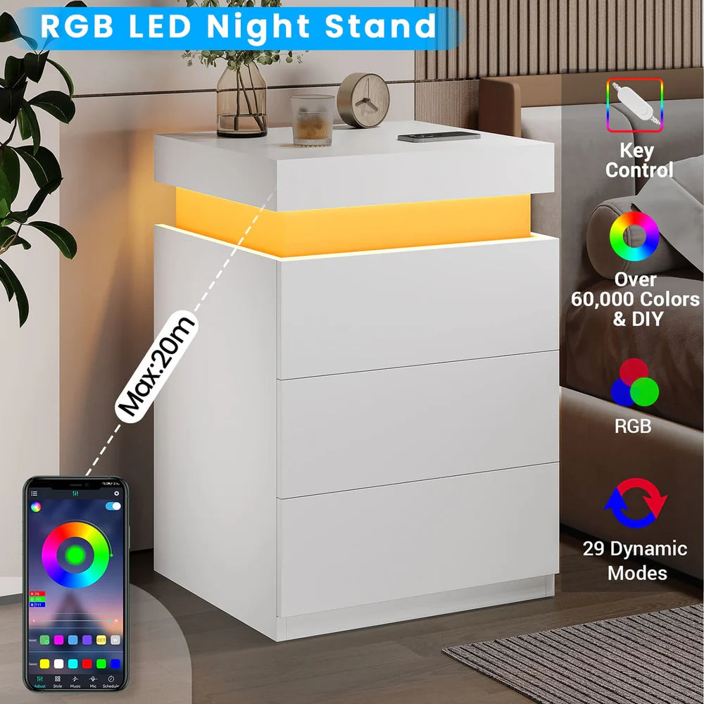 2x LED Nightstands