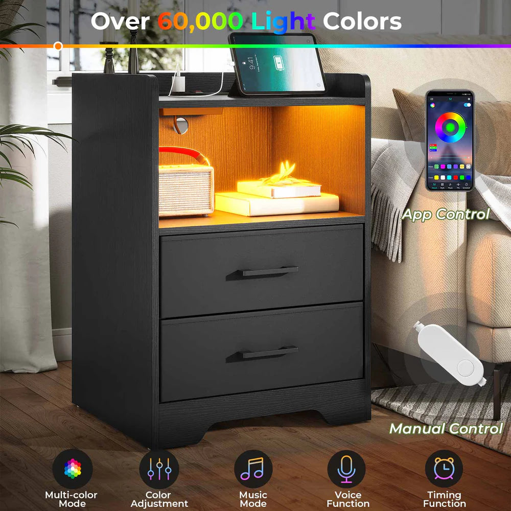 2x LED Nightstands