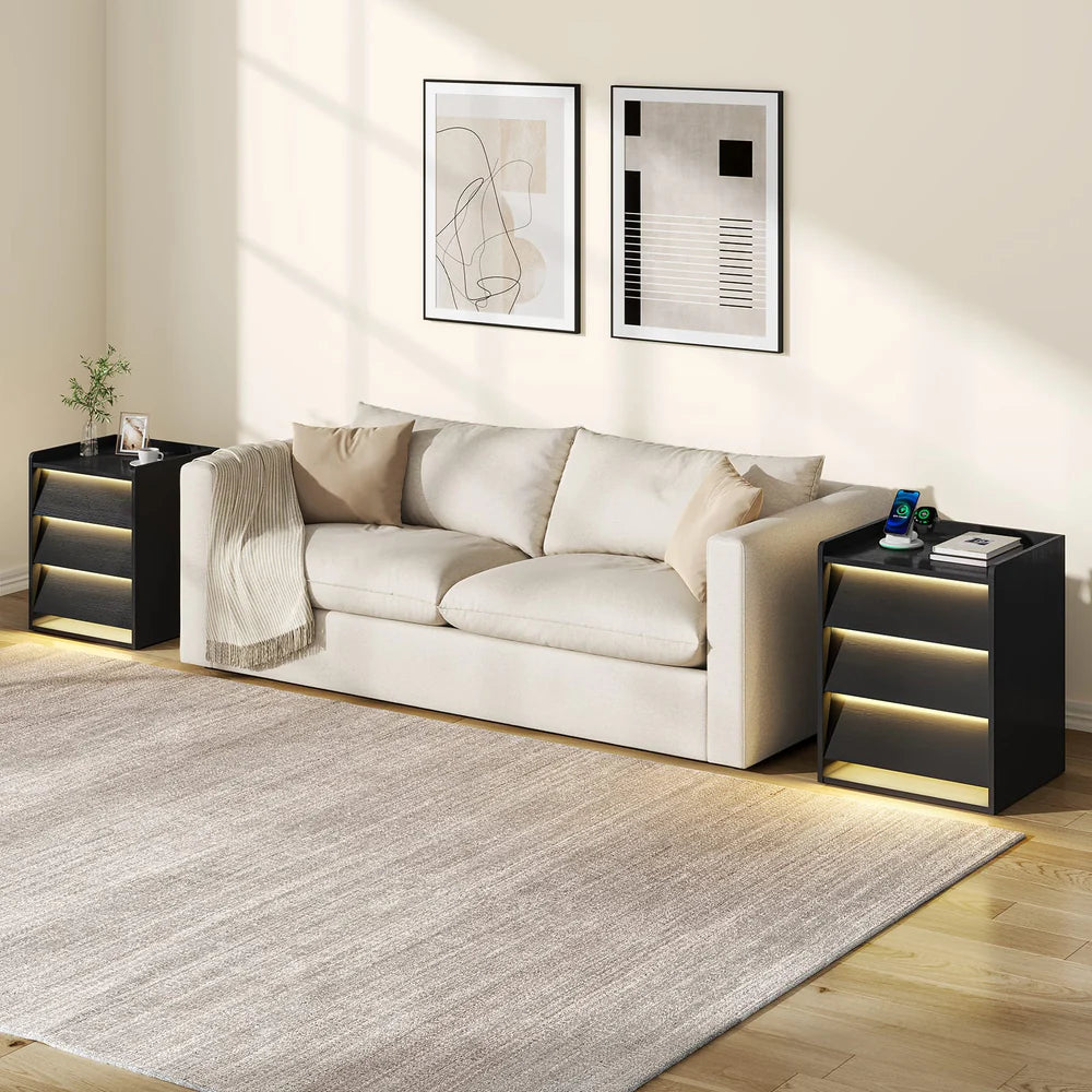 2x LED Nightstands