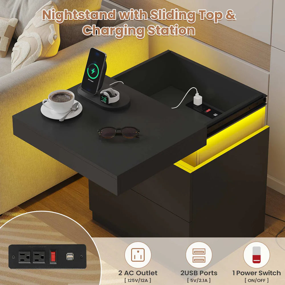 2x LED Nightstands